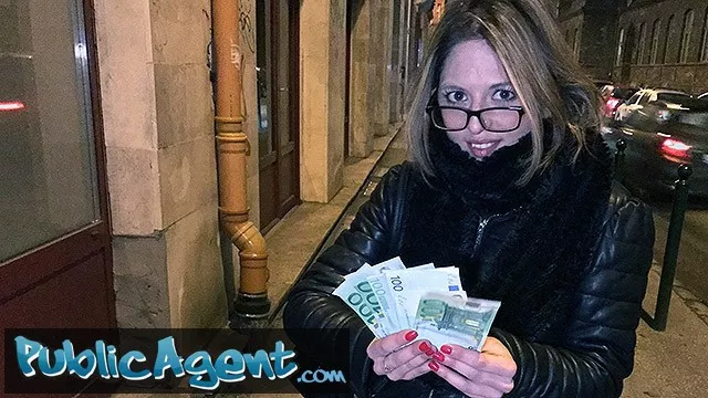 Public Agent - French Hottie with Glasses Fucks on Public Stairs