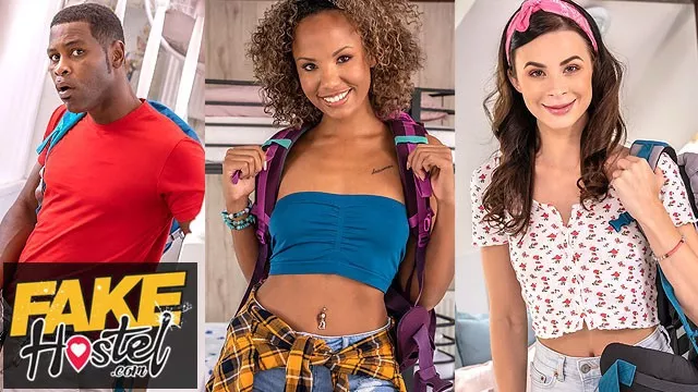 Fake Hostel - Hottest threesome with Dutch Negro Hottie Slim Natural Czech and Big Black Cock